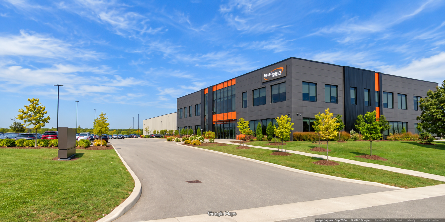 Edited presentation view of the East Penn Canada office and entrance at 1840 Energy Drive